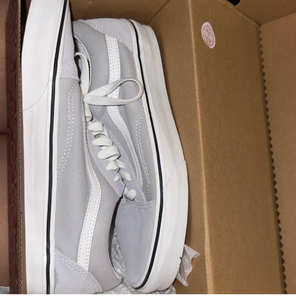Vans Light Gray and White Classic Sneakers